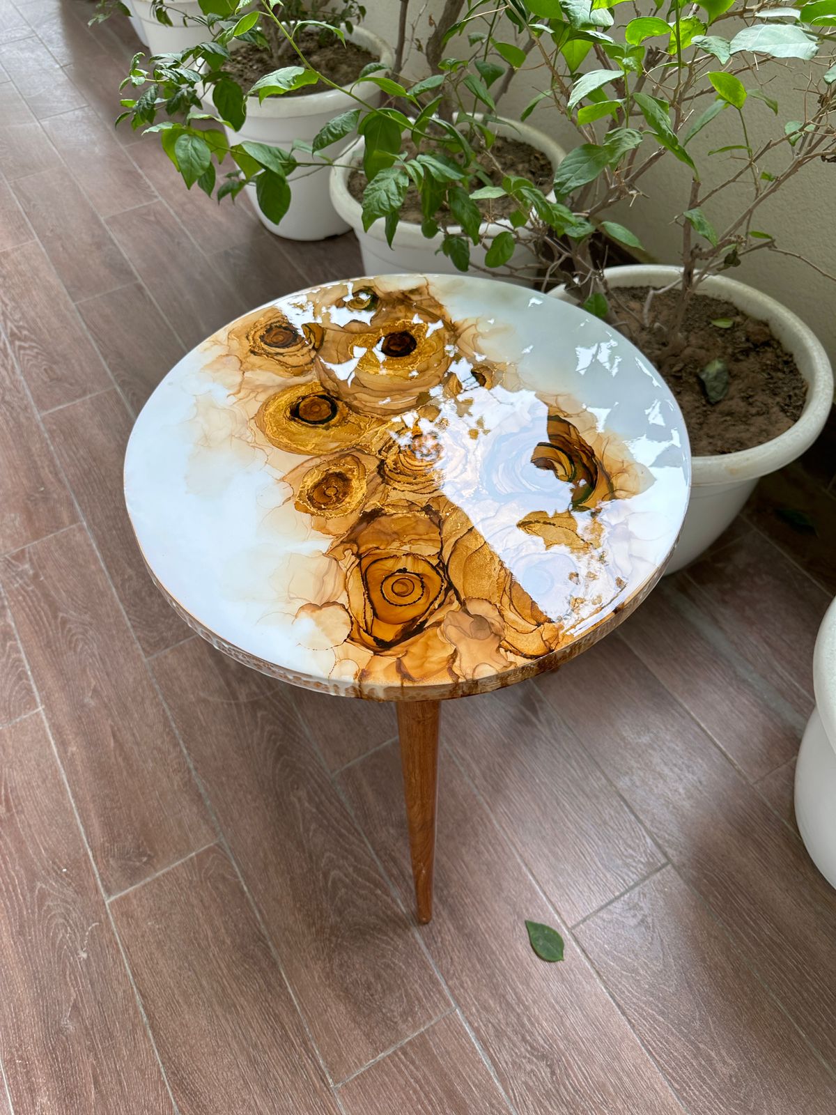 ‘Floating Rose’ Preserved Flower and Epoxy Resin Solid Wood Table